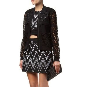 BCBG Black Lace Lightweight Bomber Jacket